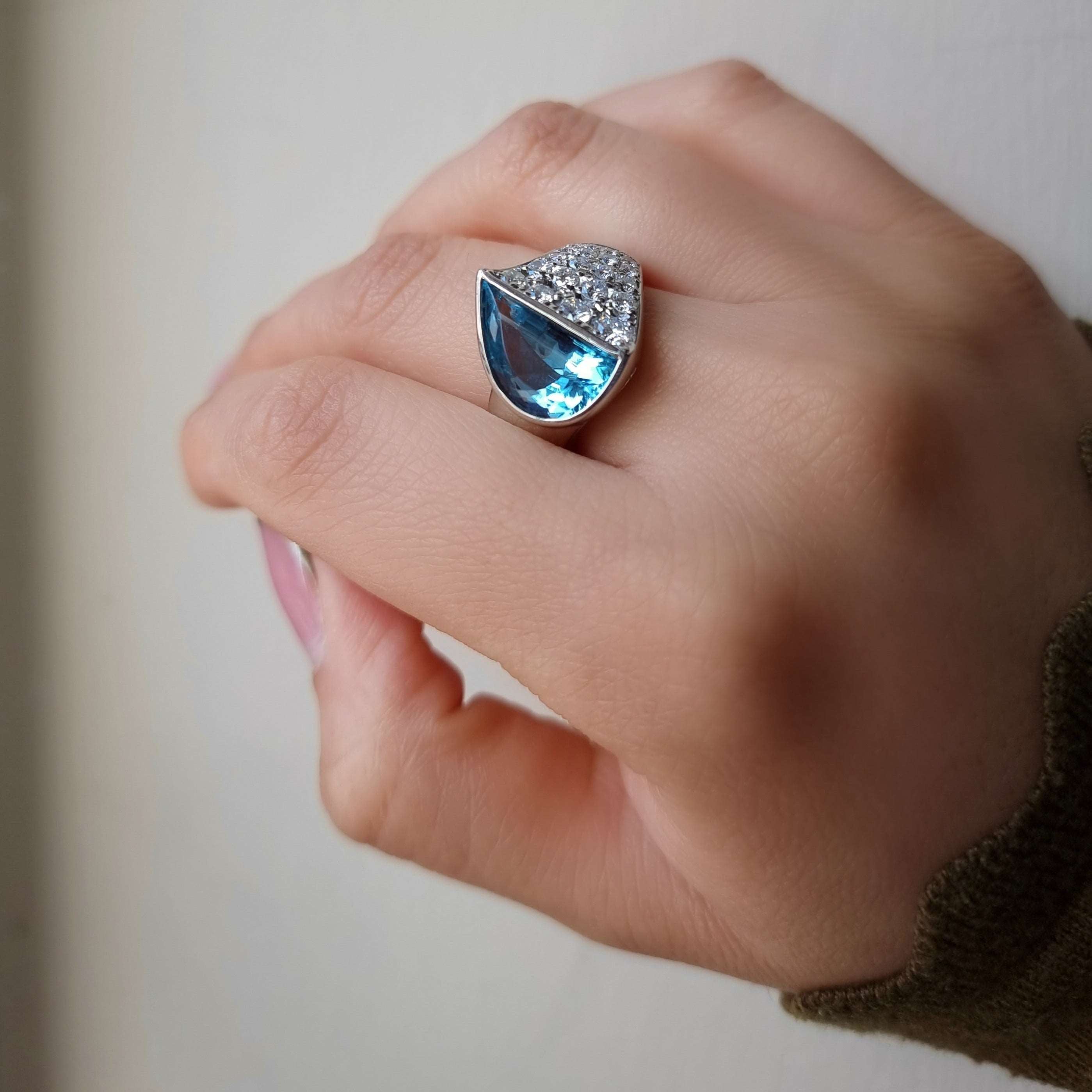 Aquamarine & Diamond Dress Ring