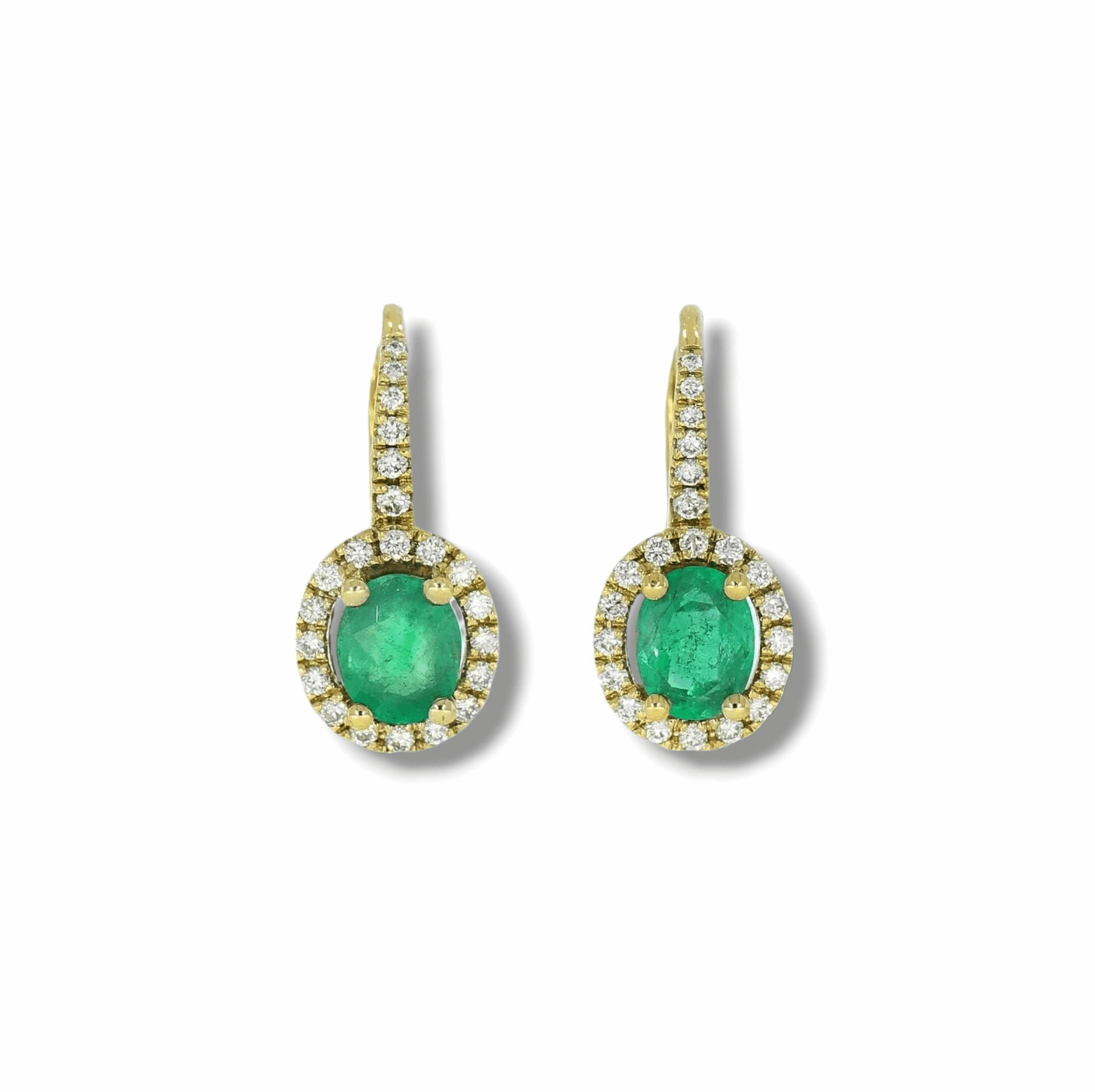 Yellow Gold Emerald & Diamond Earrings