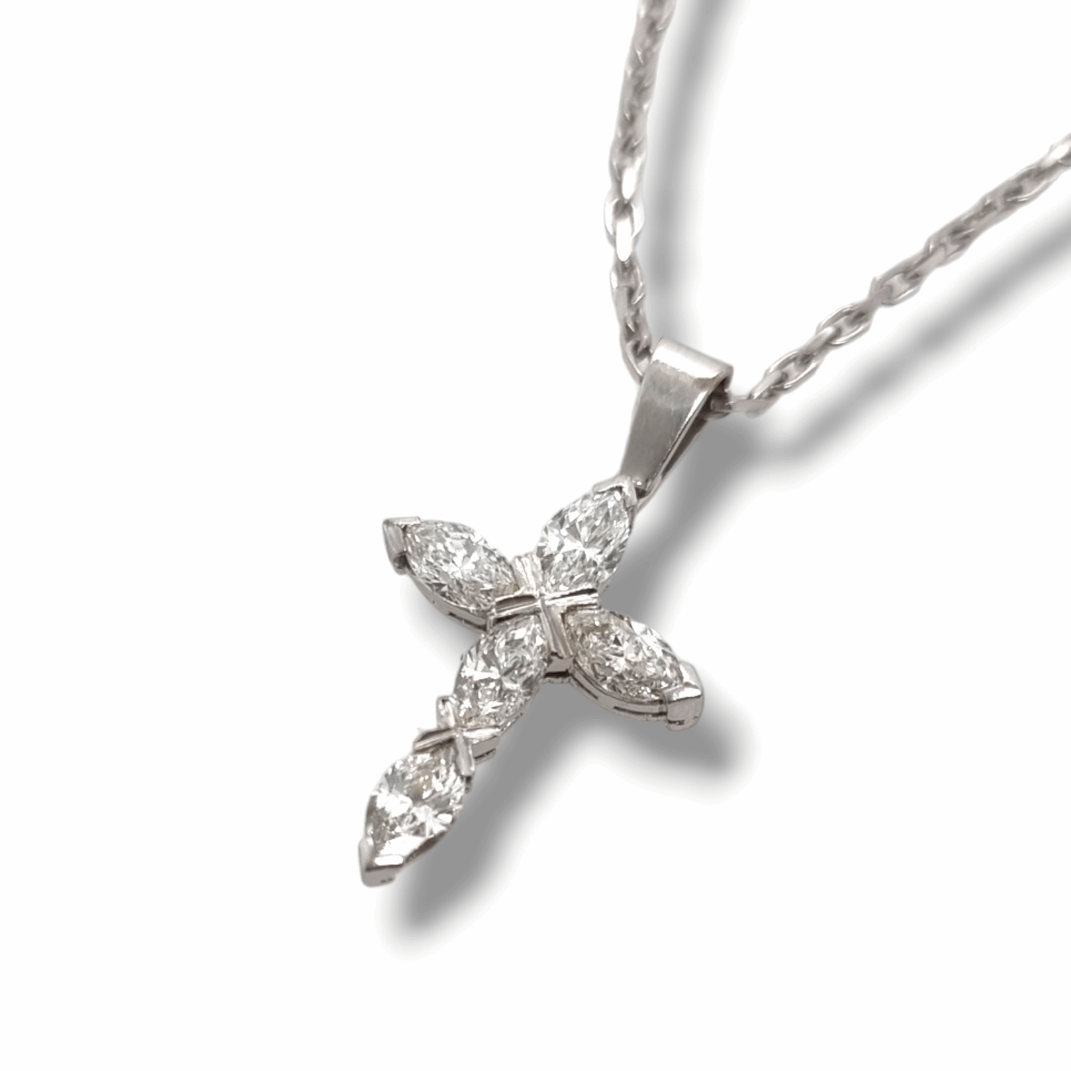 Marquise Diamond Cross Pendant