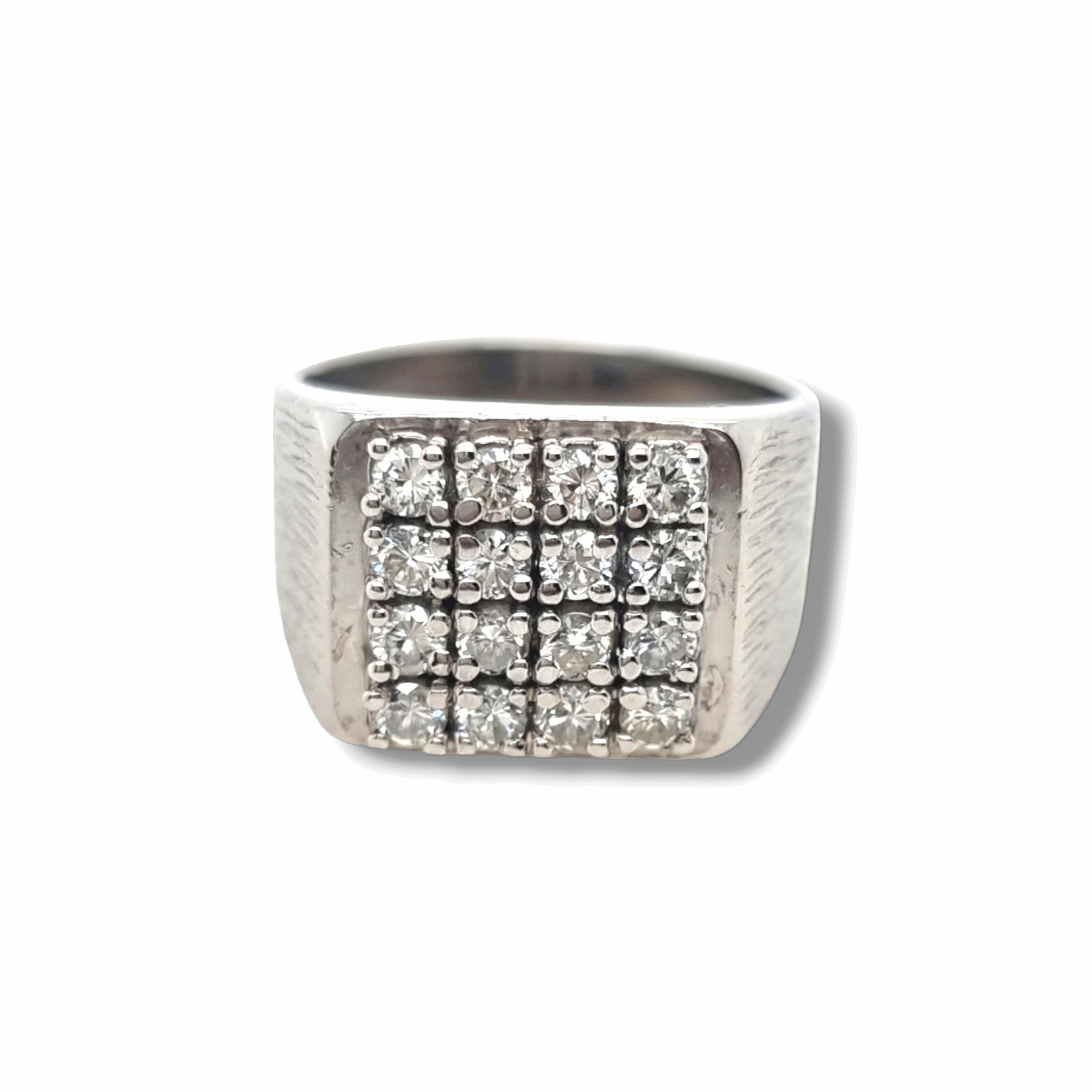 18ct White Gold Diamond Panel Ring