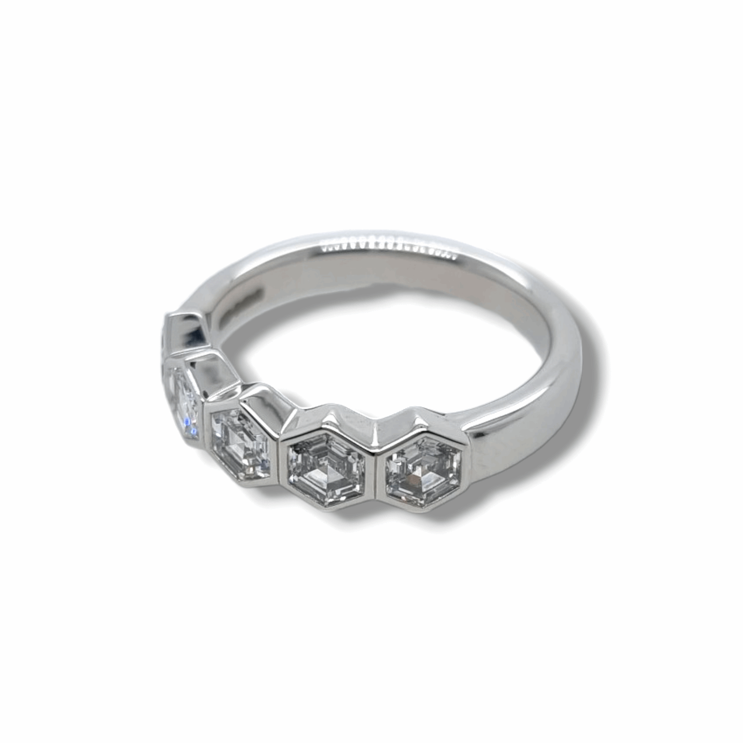 Platinum Hexagon Cut Diamond Ring