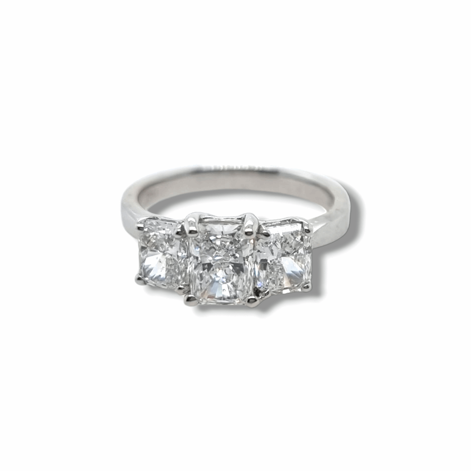 2.42ct Radiant Cut Trilogy Ring