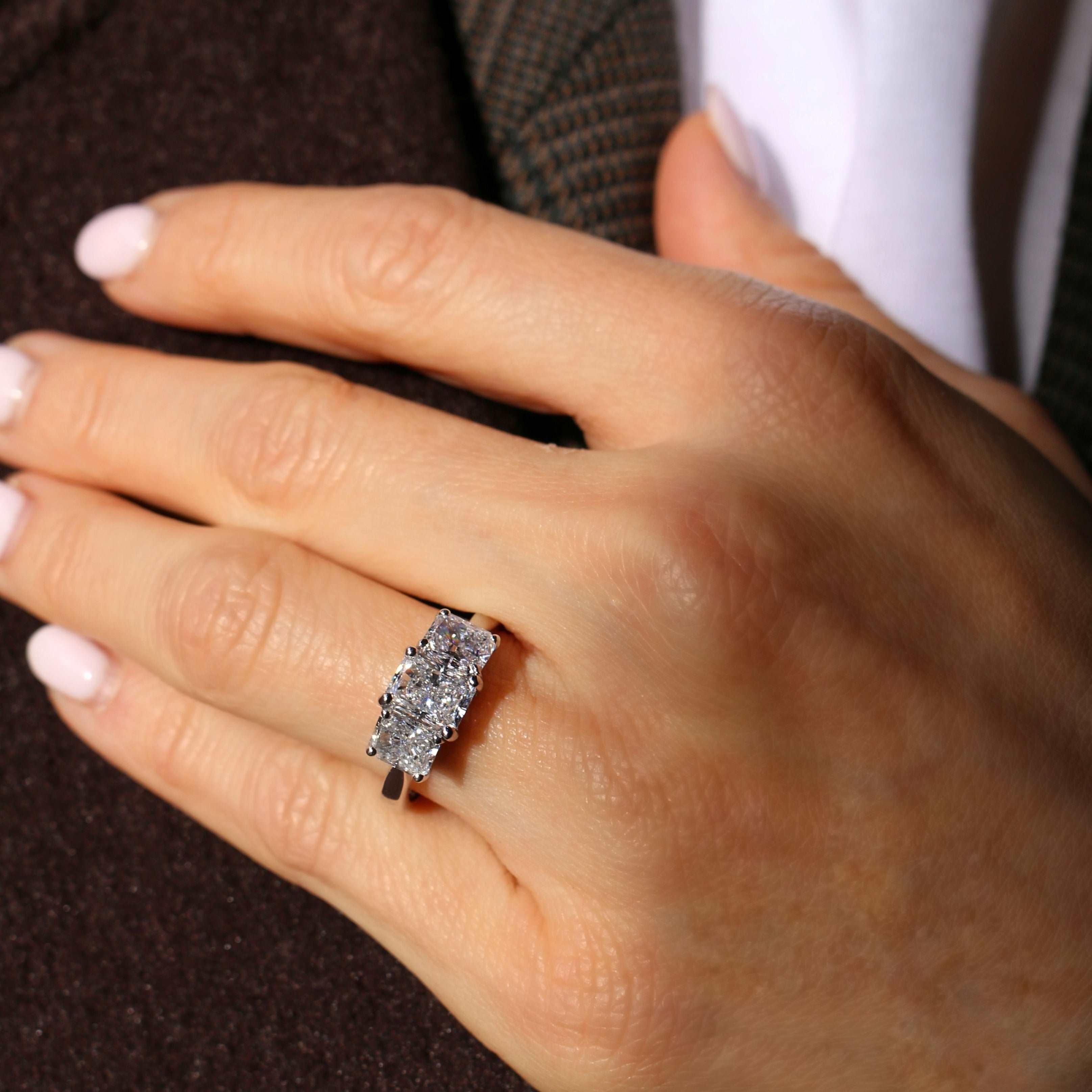 2.42ct Radiant Cut Trilogy Ring
