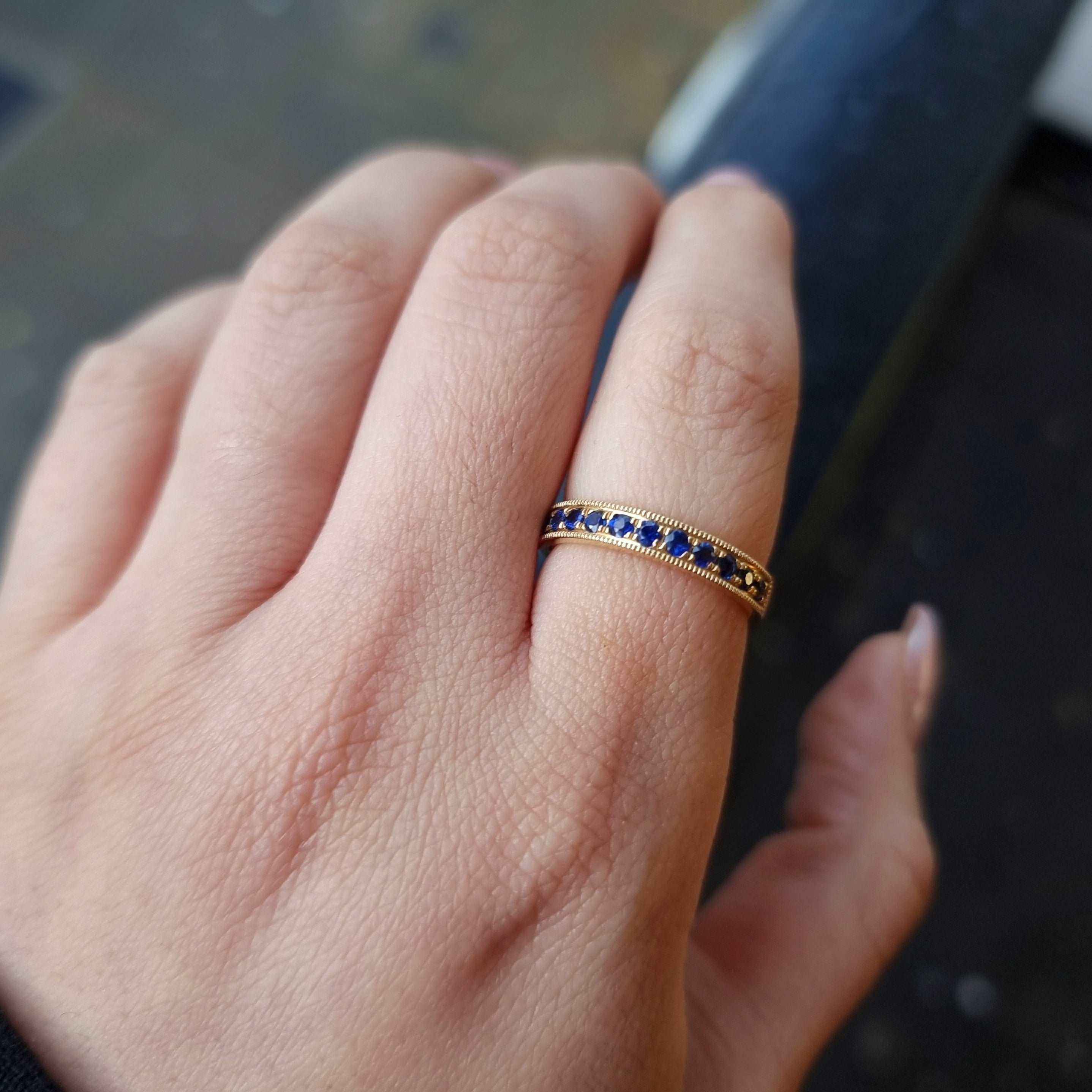 0.53ct Blue Sapphire Half Eternity Ring