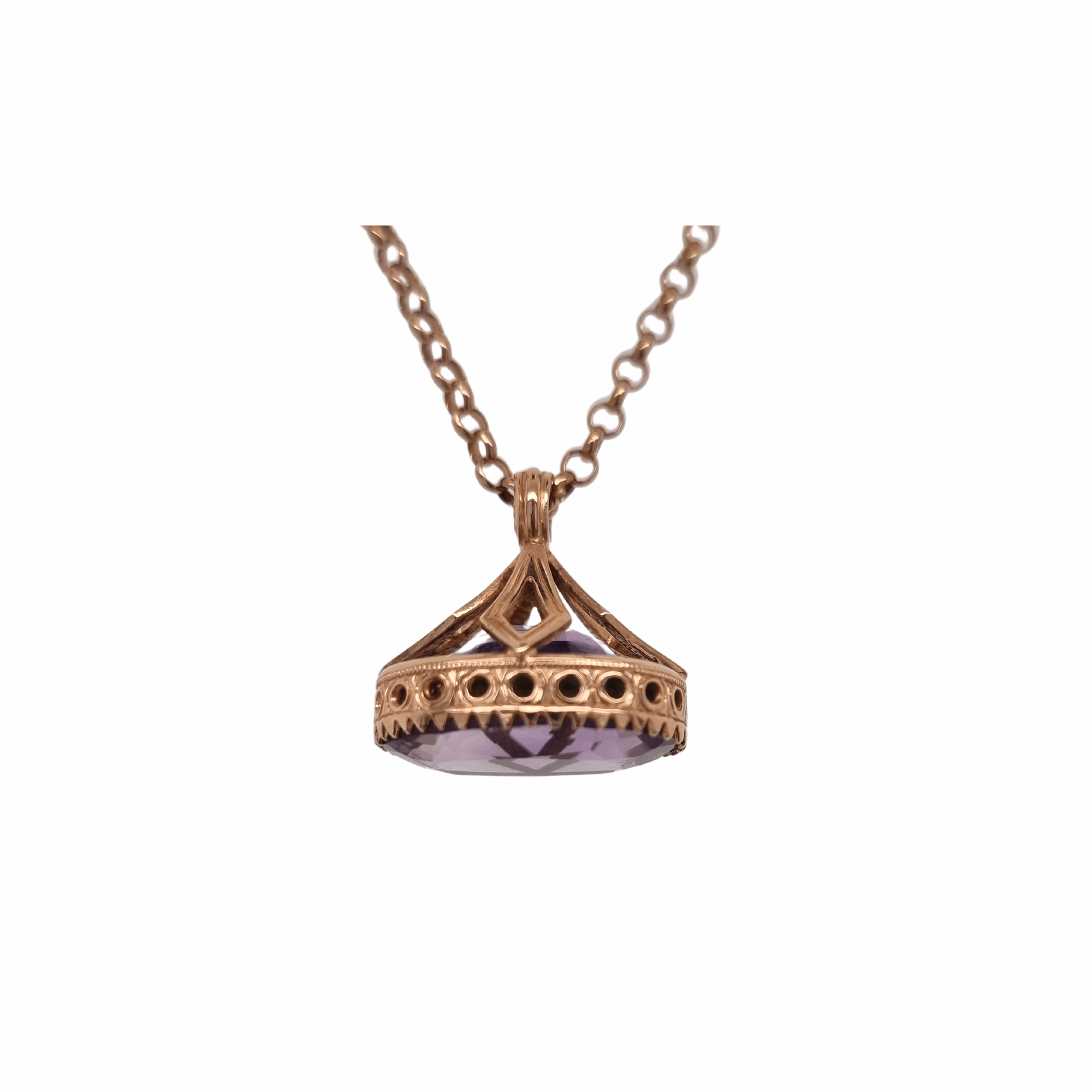 9ct Rose Gold Amethyst Fob Necklace