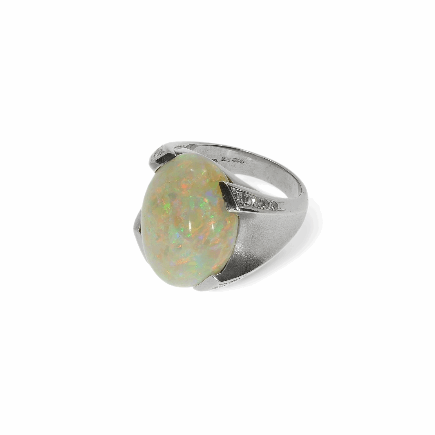 Abstract Opal & Diamond Ring