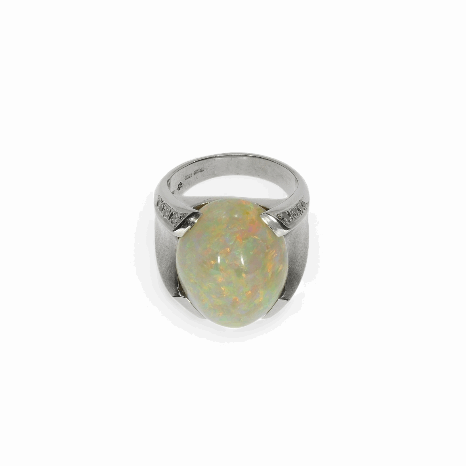 Abstract Opal & Diamond Ring