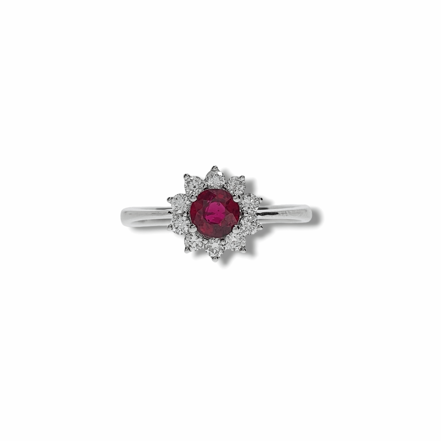 Ruby & Diamond Cluster Halo Ring