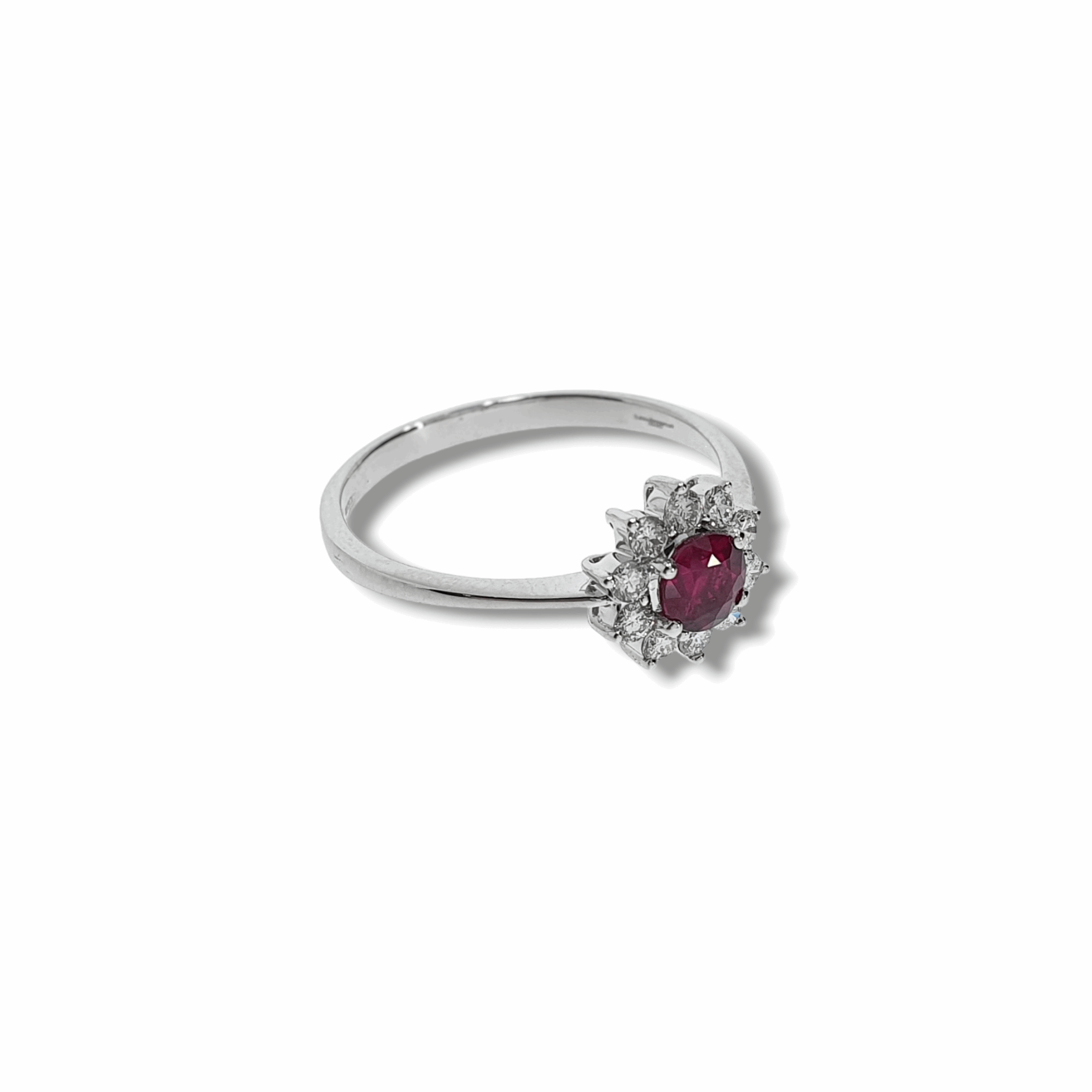 Ruby & Diamond Cluster Halo Ring