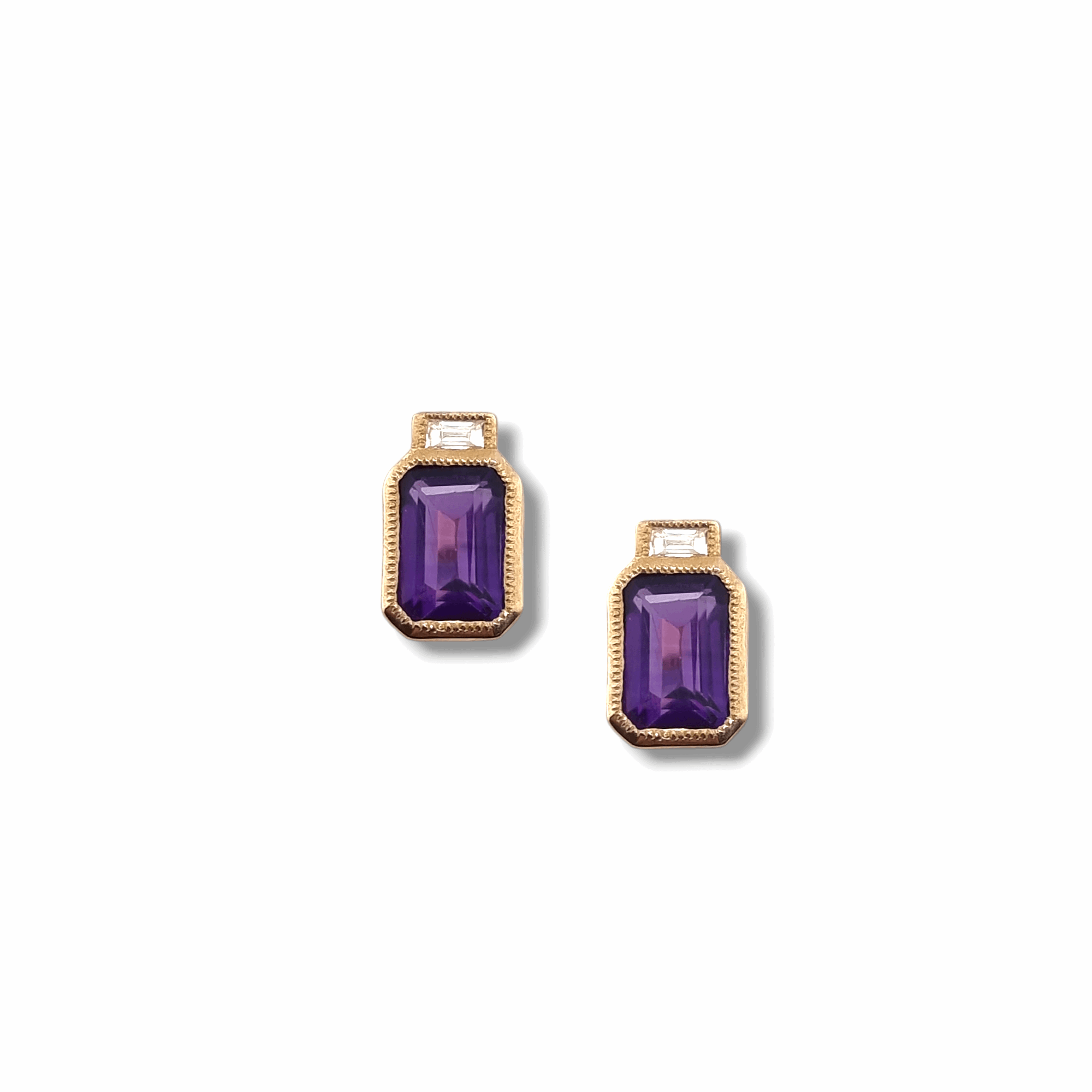 Amethyst & Diamond Studs