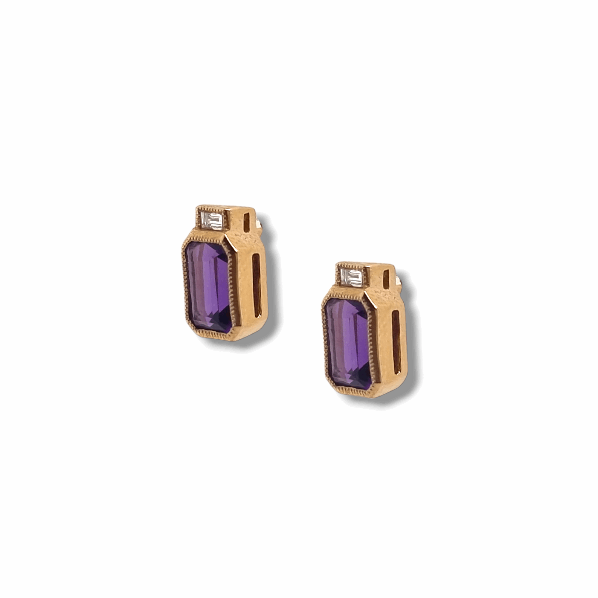 Amethyst & Diamond Studs