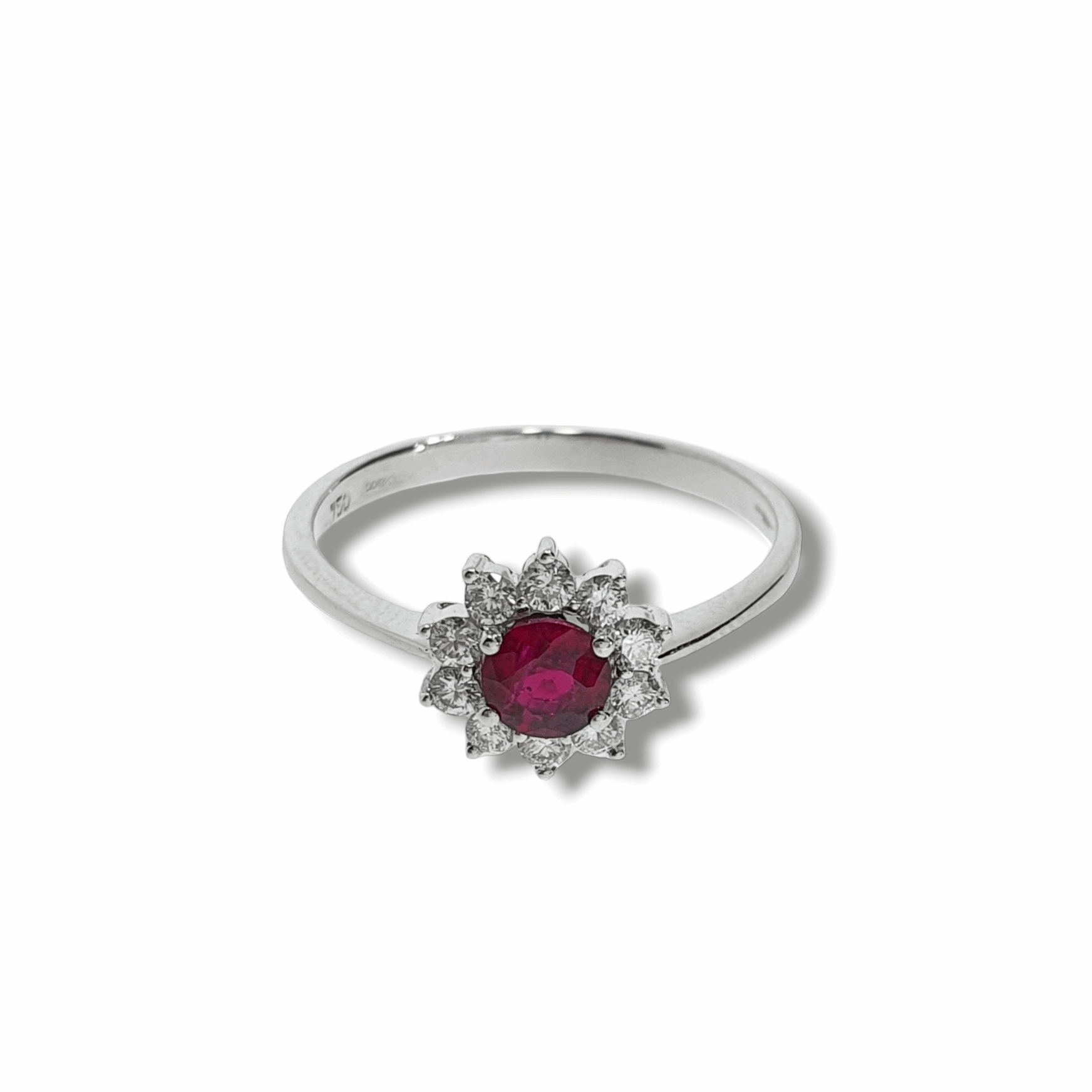 Ruby & Diamond Cluster Halo Ring