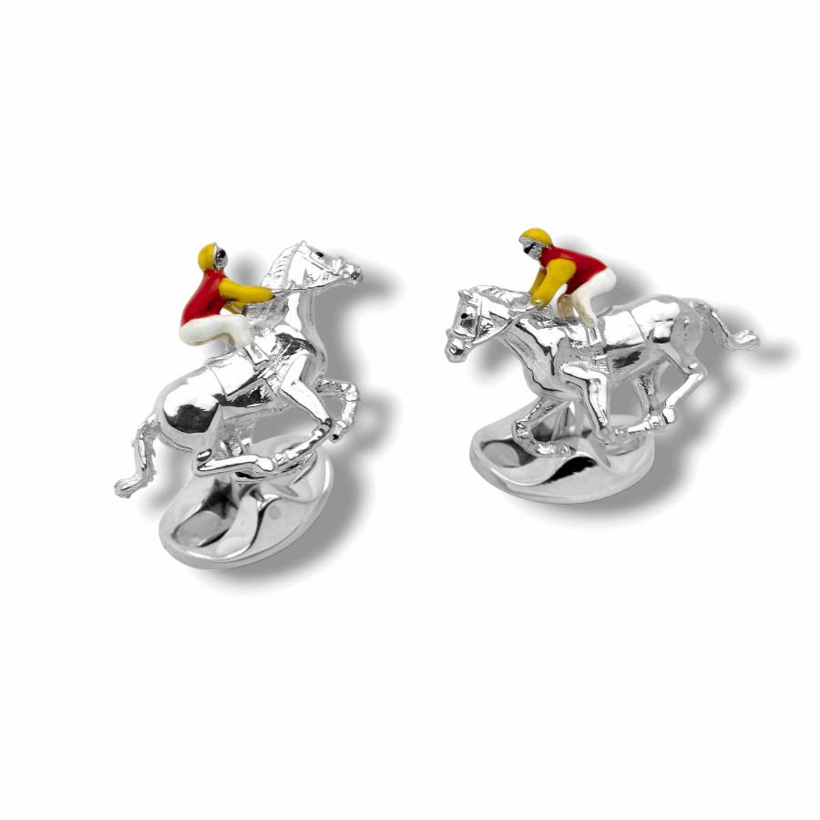 Enamelled Horse & Jockey Cufflinks