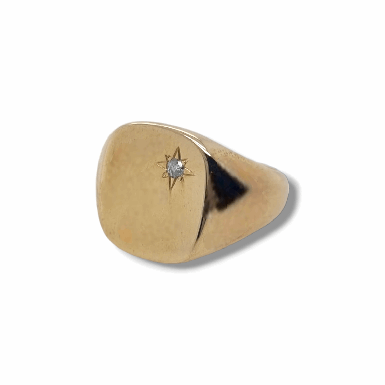 9ct Yellow Gold Diamond Signet Ring