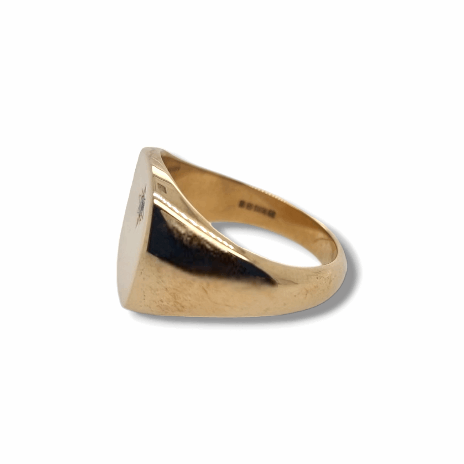 9ct Yellow Gold Diamond Signet Ring