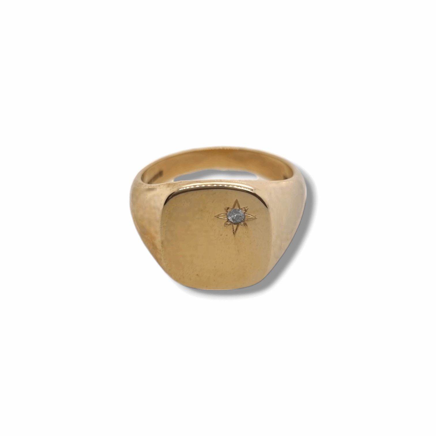 9ct Yellow Gold Diamond Signet Ring