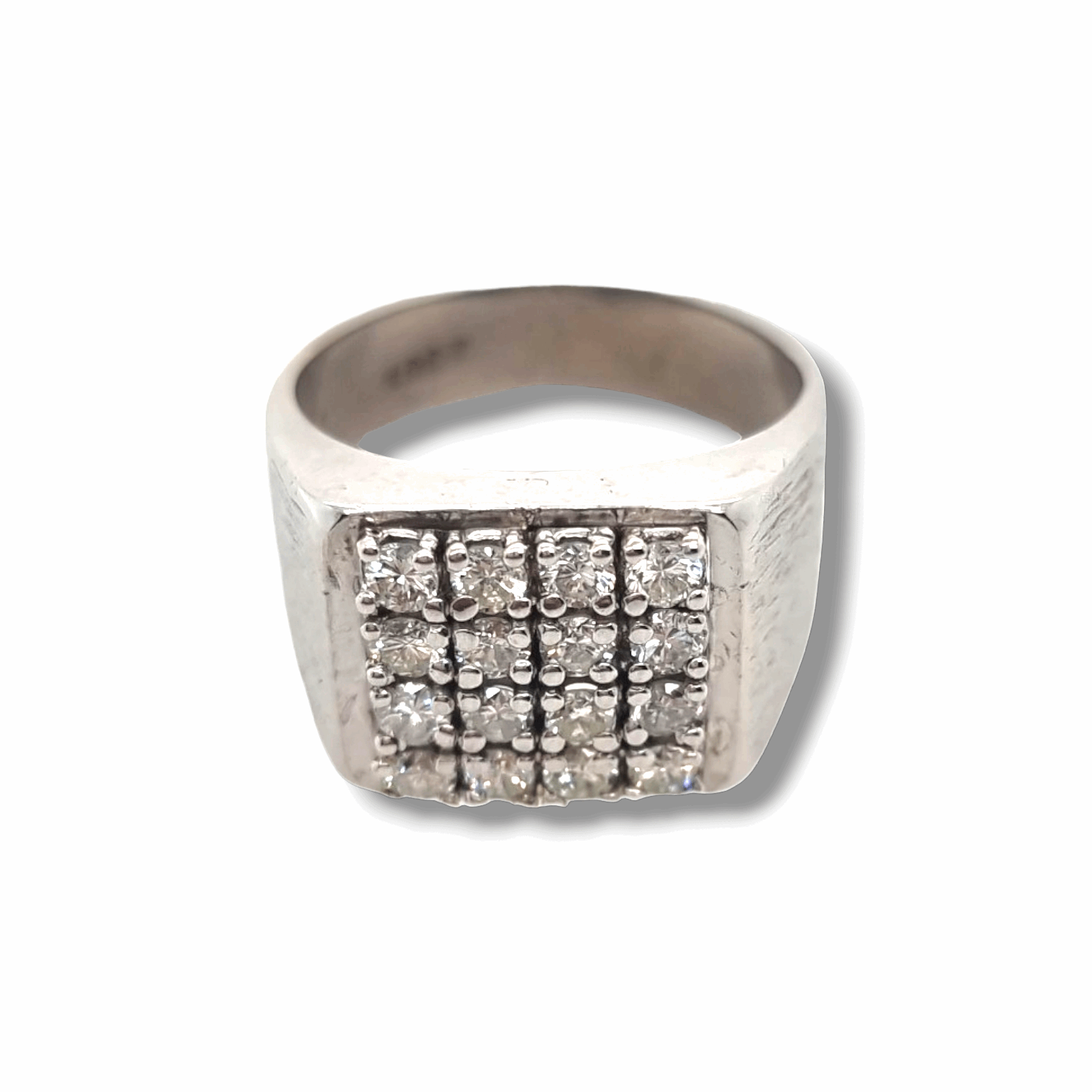 18ct White Gold Diamond Panel Ring