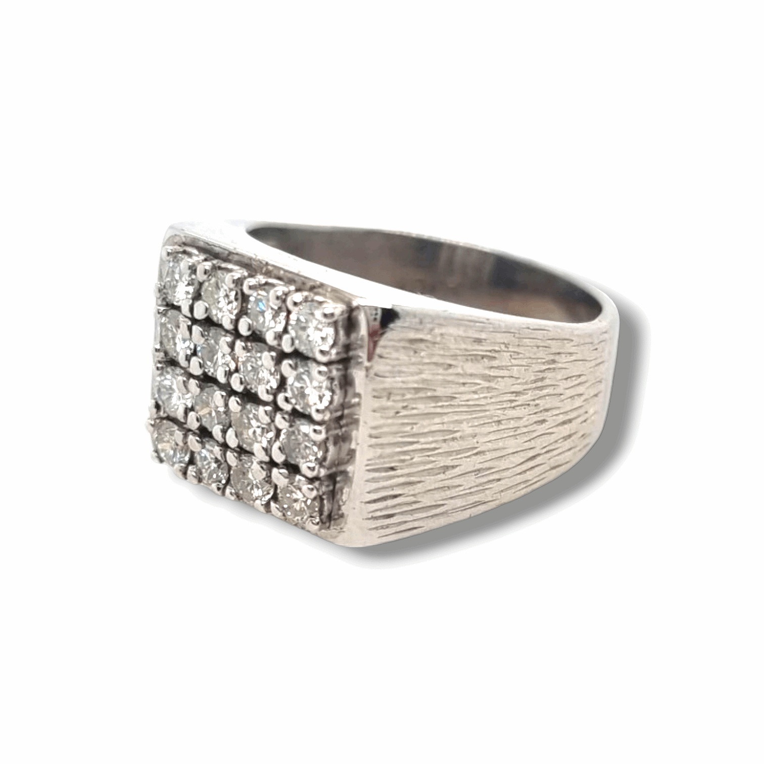 18ct White Gold Diamond Panel Ring