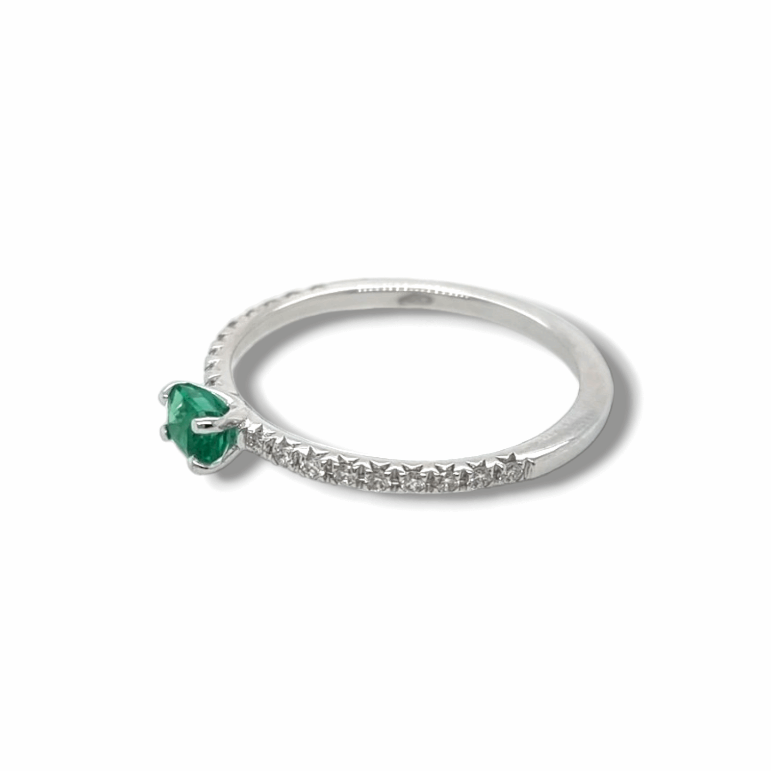 Emerald & Diamond Solitaire Ring