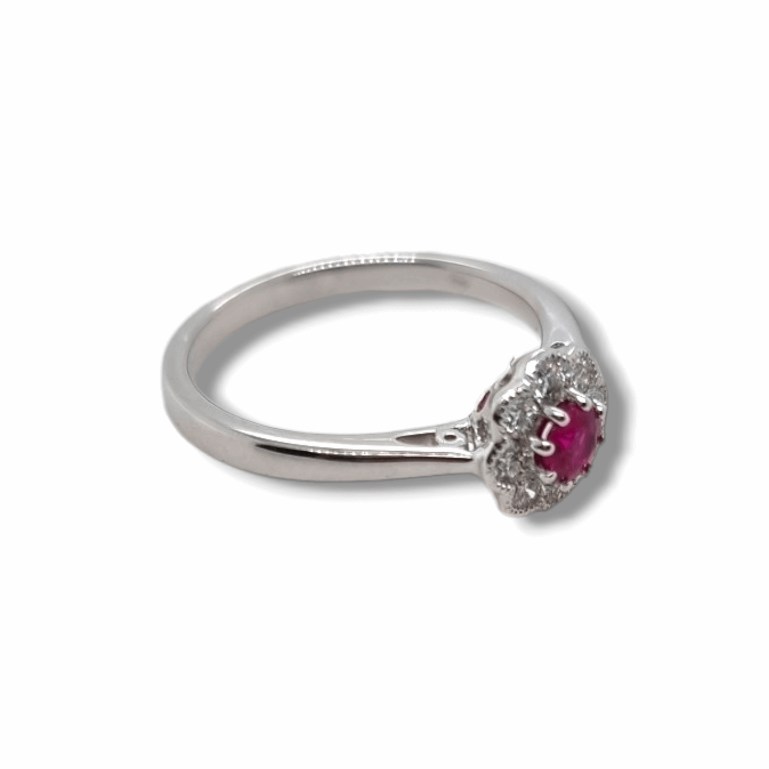 Ruby and Diamond Flower Cluster Ring
