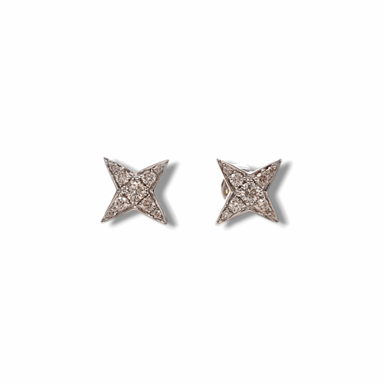 18ct White Gold Star Earrings