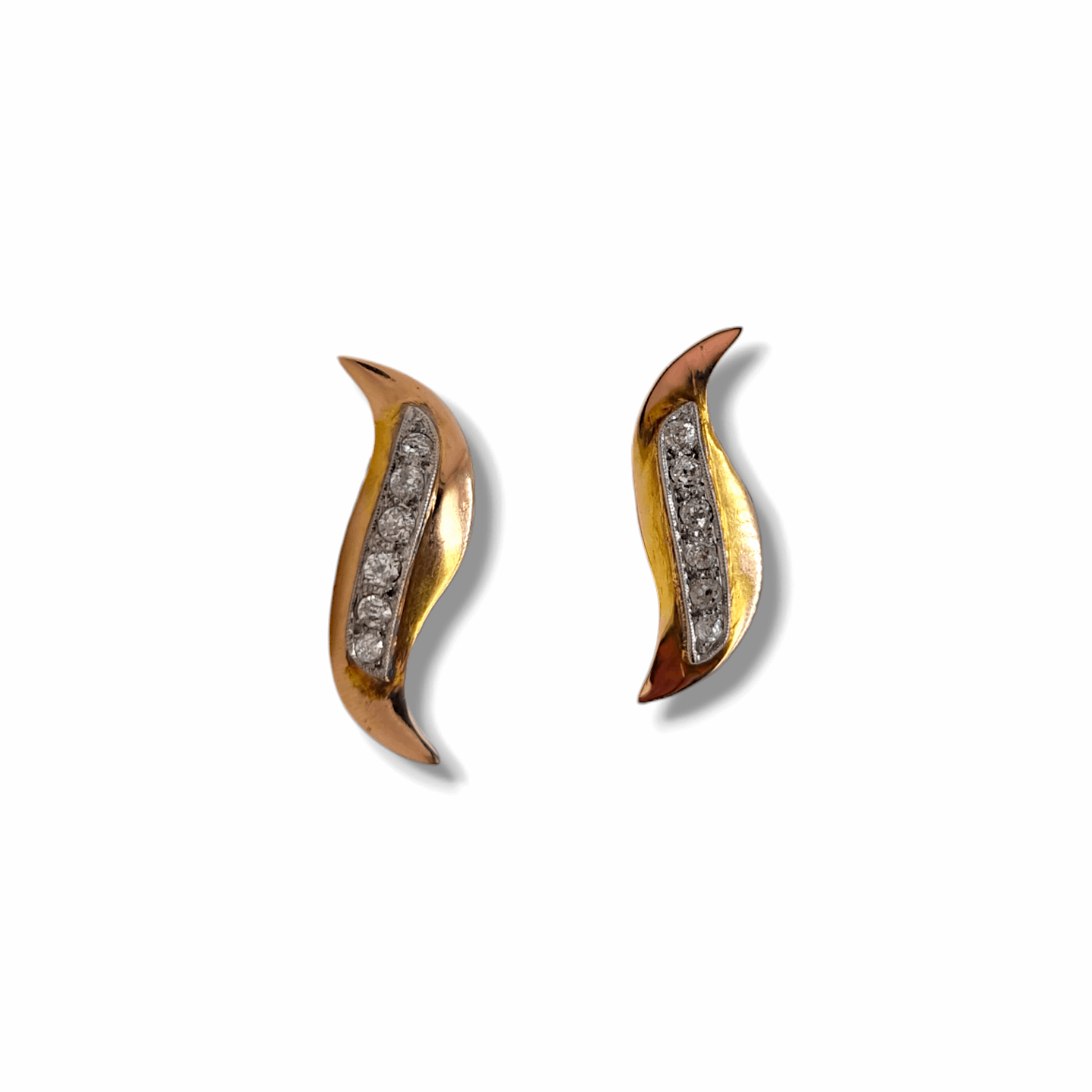 18ct Antique Diamond Leaf Earrings